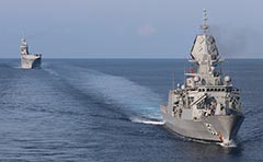Australian and French warships South China Sea transit 16/4/21 Op Jeanne D'Arc 2021